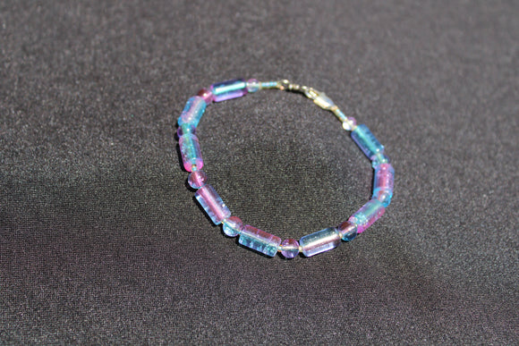Blue & Purple Crackle Glass Bracelet