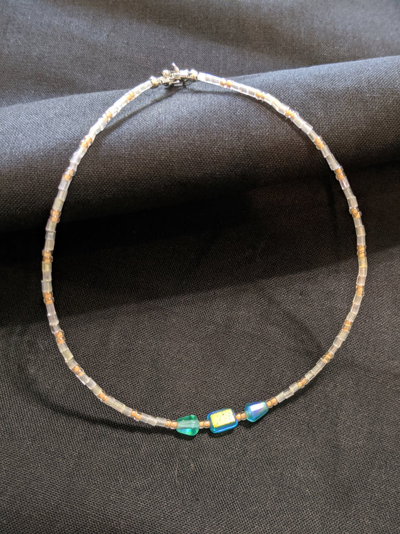 Iridescent Turquoise & Peach Anklet (T/R/T)