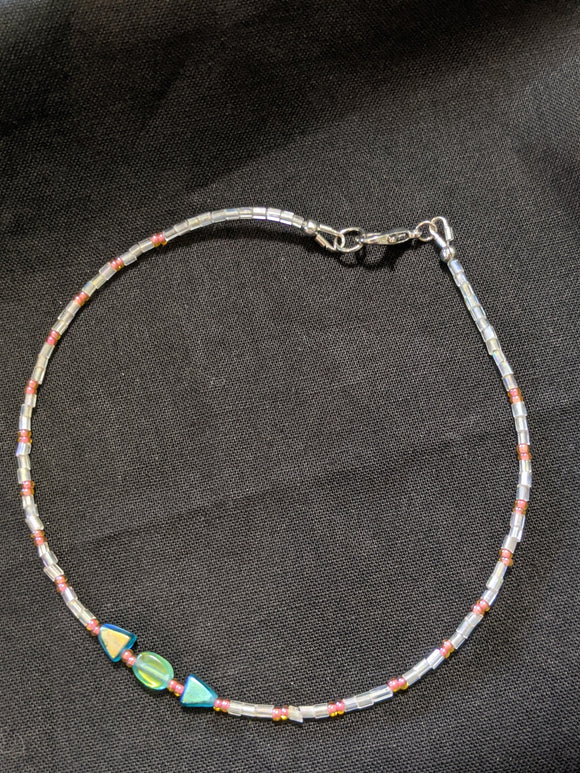 Iridescent Turquoise & Peach Anklet (T/O/T)