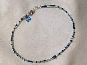 Blue (Small) & Iridescent Purple Anklet