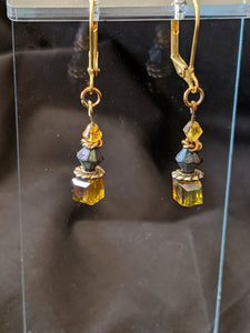 Yellow Swarovski Cube Earrings