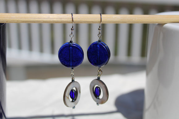 Blue & Silver Art Deco Earrings