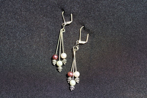 Pink Pearl & Silver Earrings